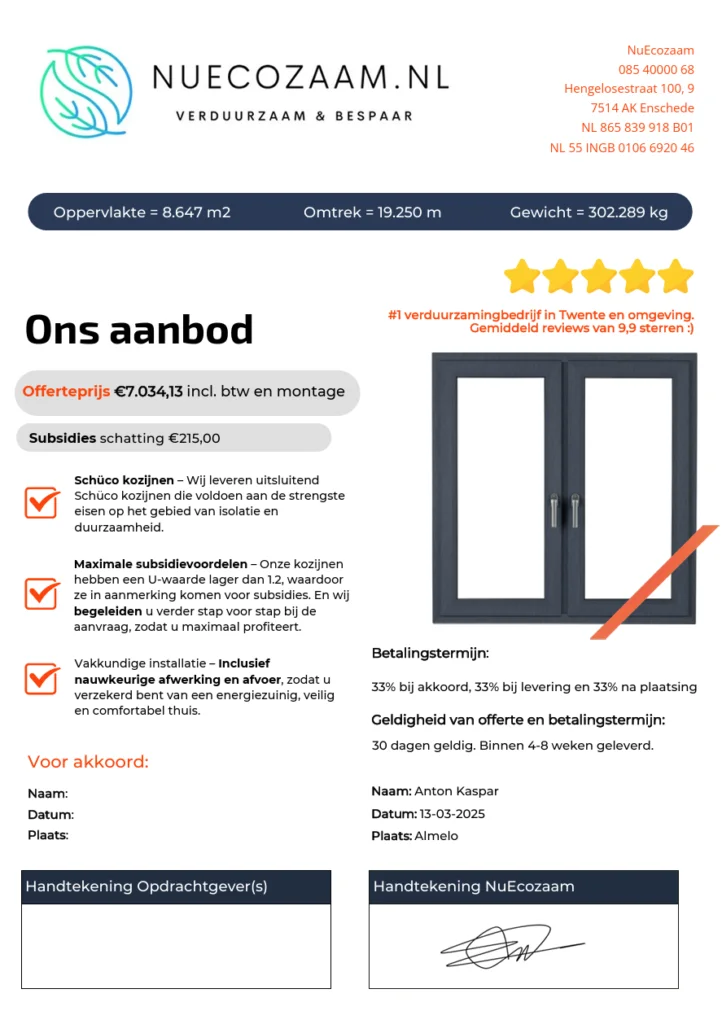 Offerte Ontvangen NuEcozaam